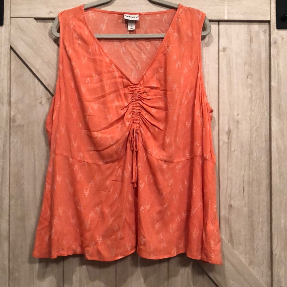 Peachy Coral Sleeveless Blouse